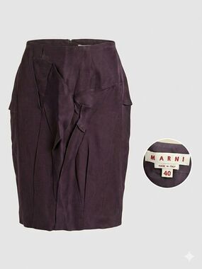 Marni Silk Radzimir Tulip Pencil Skirt Plum IT 40 US 8 Pocket Vtg Y2K Archival